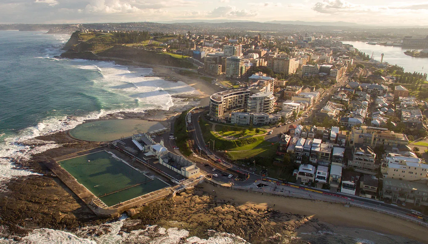 Aerial view of the Newcastle coastline